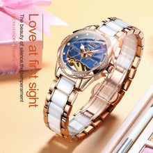 Load image into Gallery viewer, JIN SHI DUN 8831 Women Fashion Diamond Hollowed Waterproof Ceramic Mechanical Watch