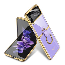 Load image into Gallery viewer, GKK Integrated Solid Color Plating Phone Case with Ring Holder, For Samsung Galaxy Z Flip3 5G