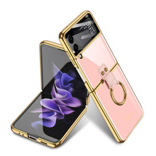 Load image into Gallery viewer, GKK Integrated Solid Color Plating Phone Case with Ring Holder, For Samsung Galaxy Z Flip3 5G