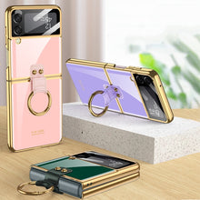 Load image into Gallery viewer, GKK Integrated Solid Color Plating Phone Case with Ring Holder, For Samsung Galaxy Z Flip3 5G
