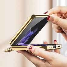 Load image into Gallery viewer, GKK Integrated Solid Color Plating Phone Case with Ring Holder, For Samsung Galaxy Z Flip3 5G