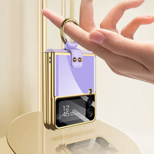 Load image into Gallery viewer, GKK Integrated Solid Color Plating Phone Case with Ring Holder, For Samsung Galaxy Z Flip3 5G