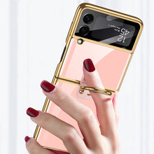Load image into Gallery viewer, GKK Integrated Solid Color Plating Phone Case with Ring Holder, For Samsung Galaxy Z Flip3 5G