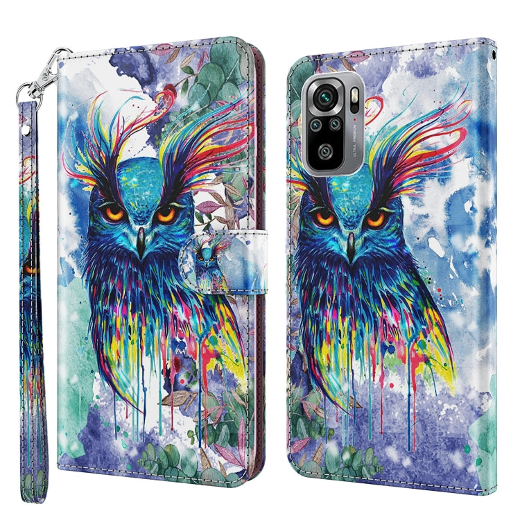 3D Painting Pattern TPU + PU Leather Phone Case, For Xiaomi Redmi Note 10 / 10S, For Xiaomi Redmi Note 10 5G, For Xiaomi Redmi Note 11 4G International, For Xiaomi Redmi Note 11 Pro 4G / 5G International Version