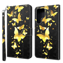 3D Painting Pattern TPU + PU Leather Phone Case, For Samsung Galaxy S22 Ultra 5G