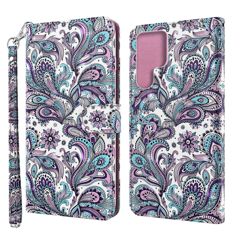 3D Painting Pattern TPU + PU Leather Phone Case, For Samsung Galaxy S22 Ultra 5G