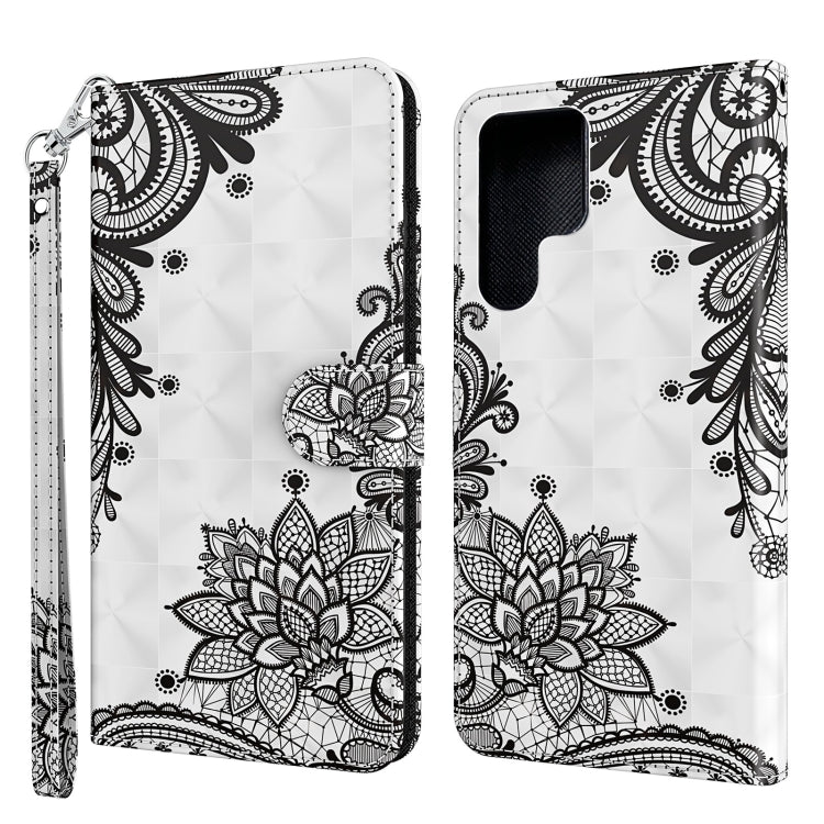 3D Painting Pattern TPU + PU Leather Phone Case, For Samsung Galaxy S22 Ultra 5G
