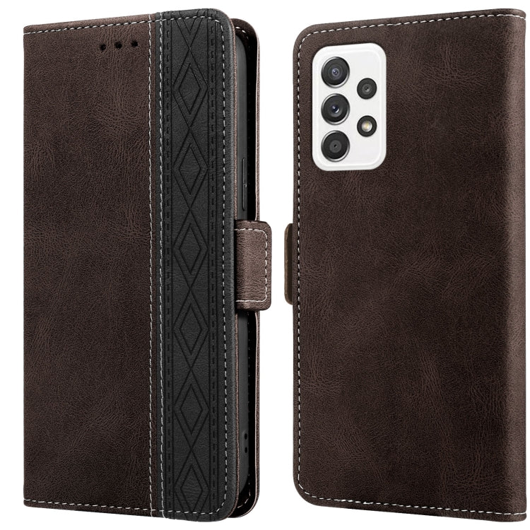 Stitching Side-Magnetic RFID Leather Phone Case, For Samsung Galaxy A02, For Samsung Galaxy A02s, For Samsung Galaxy A03s 166mm, For Samsung Galaxy A12 5G, For Samsung Galaxy A13 4G, For Samsung Galaxy A13 5G, For Samsung Galaxy A22 5G                 ...