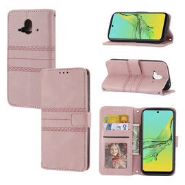 Embossed Striped Magnetic Buckle Horizontal Flip Phone Leather Case, For Fujitsu Arrows F-52B, For OPPO A96 5G, For OPPO Reno7 5G, For OPPO Reno7 SE 5G, For OPPO Find X5, For OPPO Find X5 Pro, For OPPO Realme 9 Pro+, For OPPO Realme C35
