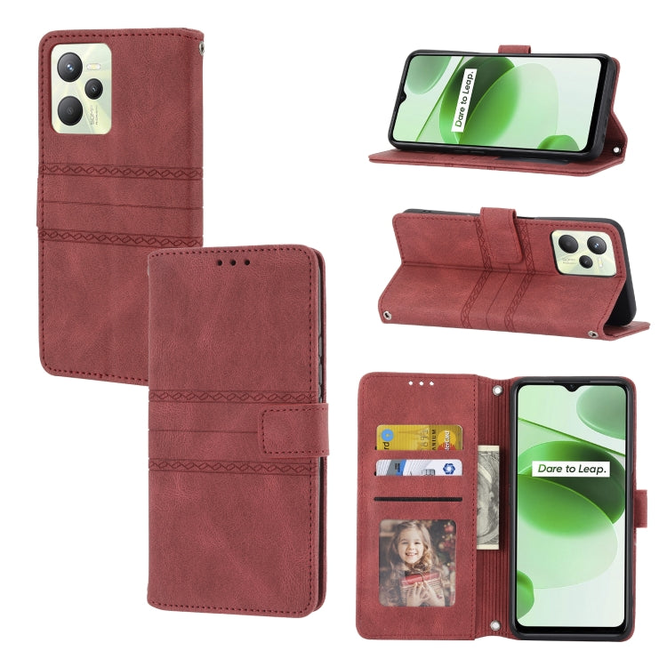 Embossed Striped Magnetic Buckle Horizontal Flip Phone Leather Case, For OPPO Realme 9 Pro, For Xiaomi Redmi K50 Gaming, For Xiaomi Redmi K50 Pro