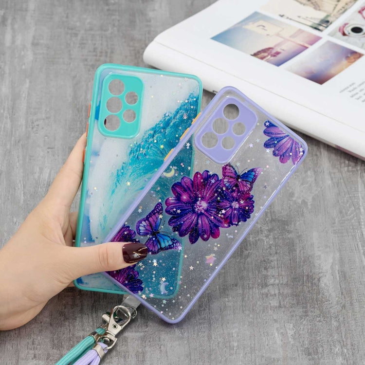Starry Sky Epoxy TPU Phone Case with Neck Lanyard, For Samsung Galaxy A73 5G