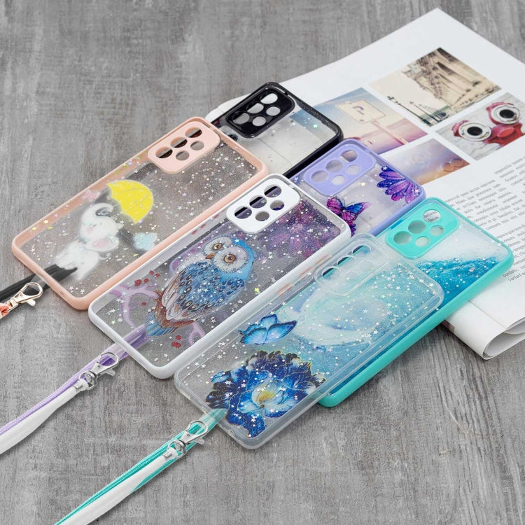 Starry Sky Epoxy TPU Phone Case with Neck Lanyard, For Samsung Galaxy A73 5G