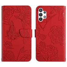 Load image into Gallery viewer, Skin Feel Butterfly Peony Embossed Leather Phone Case, For Samsung Galaxy A12, For Samsung Galaxy A13 4G, For Samsung Galaxy A13 5G, For Samsung Galaxy A20 / A30, For Samsung Galaxy A20e, For Samsung Galaxy A20s, For Samsung Galaxy A21                 ...