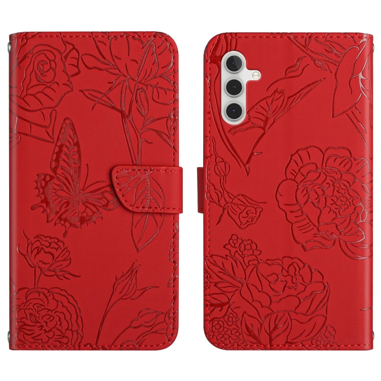 Skin Feel Butterfly Peony Embossed Leather Phone Case, For Samsung Galaxy A12, For Samsung Galaxy A13 4G, For Samsung Galaxy A13 5G, For Samsung Galaxy A20 / A30, For Samsung Galaxy A20e, For Samsung Galaxy A20s, For Samsung Galaxy A21                 ...