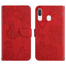 Load image into Gallery viewer, Skin Feel Butterfly Peony Embossed Leather Phone Case, For Samsung Galaxy A12, For Samsung Galaxy A13 4G, For Samsung Galaxy A13 5G, For Samsung Galaxy A20 / A30, For Samsung Galaxy A20e, For Samsung Galaxy A20s, For Samsung Galaxy A21                 ...
