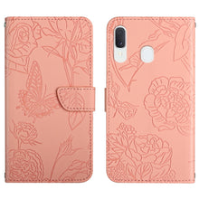 Load image into Gallery viewer, Skin Feel Butterfly Peony Embossed Leather Phone Case, For Samsung Galaxy A12, For Samsung Galaxy A13 4G, For Samsung Galaxy A13 5G, For Samsung Galaxy A20 / A30, For Samsung Galaxy A20e, For Samsung Galaxy A20s, For Samsung Galaxy A21                 ...