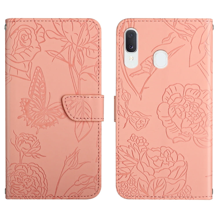 Skin Feel Butterfly Peony Embossed Leather Phone Case, For Samsung Galaxy A12, For Samsung Galaxy A13 4G, For Samsung Galaxy A13 5G, For Samsung Galaxy A20 / A30, For Samsung Galaxy A20e, For Samsung Galaxy A20s, For Samsung Galaxy A21                 ...