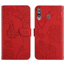 Load image into Gallery viewer, Skin Feel Butterfly Peony Embossed Leather Phone Case, For Samsung Galaxy A12, For Samsung Galaxy A13 4G, For Samsung Galaxy A13 5G, For Samsung Galaxy A20 / A30, For Samsung Galaxy A20e, For Samsung Galaxy A20s, For Samsung Galaxy A21                 ...