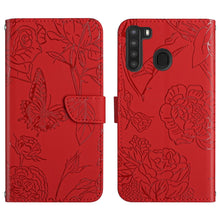 Load image into Gallery viewer, Skin Feel Butterfly Peony Embossed Leather Phone Case, For Samsung Galaxy A12, For Samsung Galaxy A13 4G, For Samsung Galaxy A13 5G, For Samsung Galaxy A20 / A30, For Samsung Galaxy A20e, For Samsung Galaxy A20s, For Samsung Galaxy A21                 ...