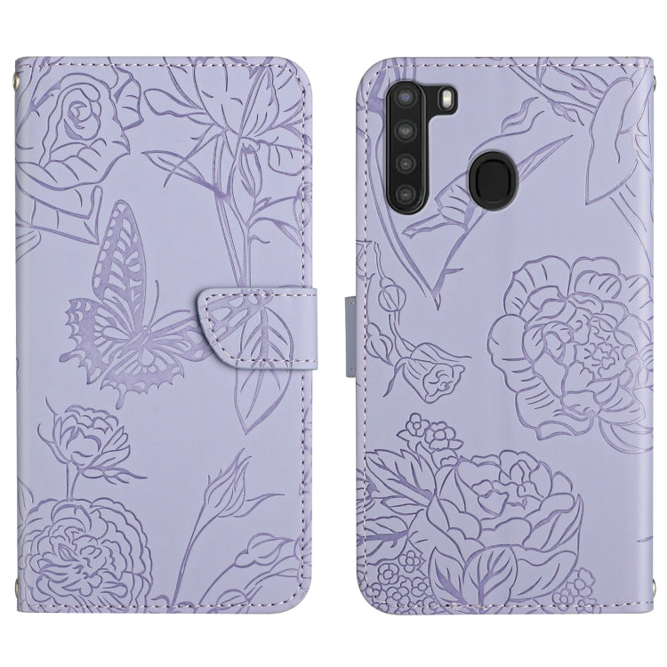 Skin Feel Butterfly Peony Embossed Leather Phone Case, For Samsung Galaxy A12, For Samsung Galaxy A13 4G, For Samsung Galaxy A13 5G, For Samsung Galaxy A20 / A30, For Samsung Galaxy A20e, For Samsung Galaxy A20s, For Samsung Galaxy A21                 ...