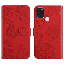 Load image into Gallery viewer, Skin Feel Butterfly Peony Embossed Leather Phone Case, For Samsung Galaxy A12, For Samsung Galaxy A13 4G, For Samsung Galaxy A13 5G, For Samsung Galaxy A20 / A30, For Samsung Galaxy A20e, For Samsung Galaxy A20s, For Samsung Galaxy A21                 ...