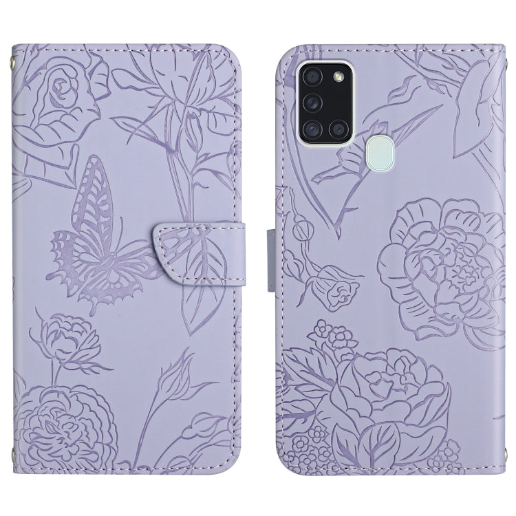 Skin Feel Butterfly Peony Embossed Leather Phone Case, For Samsung Galaxy A12, For Samsung Galaxy A13 4G, For Samsung Galaxy A13 5G, For Samsung Galaxy A20 / A30, For Samsung Galaxy A20e, For Samsung Galaxy A20s, For Samsung Galaxy A21                 ...