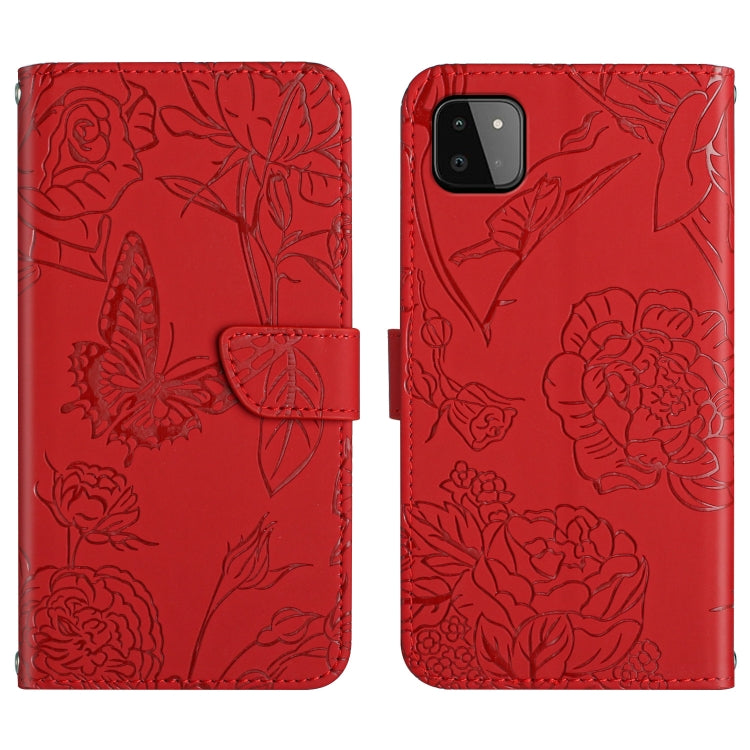 Skin Feel Butterfly Peony Embossed Leather Phone Case, For Samsung Galaxy A22 5G, For Samsung Galaxy A23 4G, For Samsung Galaxy A32 4G, For Samsung Galaxy A32 5G, For Samsung Galaxy A33 5G, For Samsung Galaxy A40, For Samsung Galaxy A41                ...