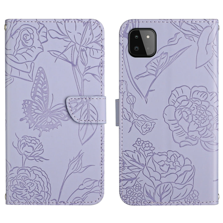 Skin Feel Butterfly Peony Embossed Leather Phone Case, For Samsung Galaxy A22 5G, For Samsung Galaxy A23 4G, For Samsung Galaxy A32 4G, For Samsung Galaxy A32 5G, For Samsung Galaxy A33 5G, For Samsung Galaxy A40, For Samsung Galaxy A41                ...