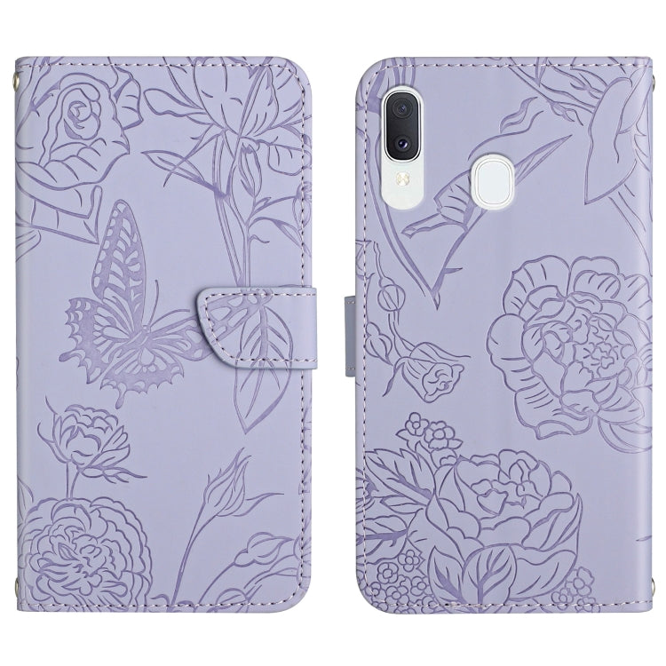 Skin Feel Butterfly Peony Embossed Leather Phone Case, For Samsung Galaxy A22 5G, For Samsung Galaxy A23 4G, For Samsung Galaxy A32 4G, For Samsung Galaxy A32 5G, For Samsung Galaxy A33 5G, For Samsung Galaxy A40, For Samsung Galaxy A41                ...
