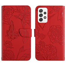 Load image into Gallery viewer, Skin Feel Butterfly Peony Embossed Leather Phone Case, For Samsung Galaxy A51, For Samsung Galaxy A51 5G, For Samsung Galaxy A53 5G, For Samsung Galaxy A70, For Samsung Galaxy A70e, For Samsung Galaxy A71, For Samsung Galaxy A71 5G                     ...
