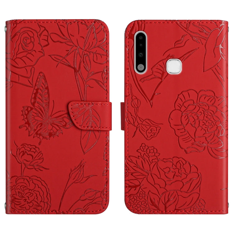 Skin Feel Butterfly Peony Embossed Leather Phone Case, For Samsung Galaxy A51, For Samsung Galaxy A51 5G, For Samsung Galaxy A53 5G, For Samsung Galaxy A70, For Samsung Galaxy A70e, For Samsung Galaxy A71, For Samsung Galaxy A71 5G                     ...