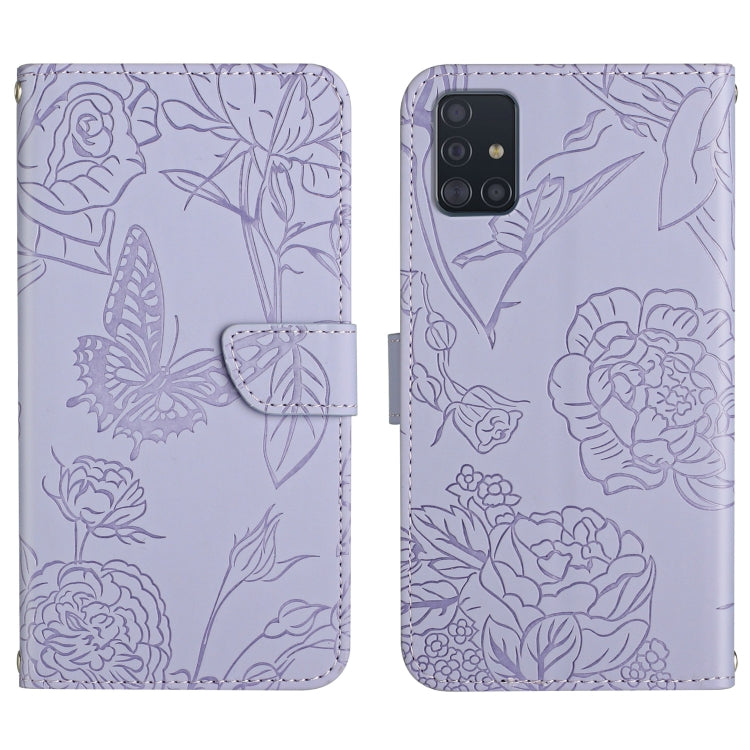 Skin Feel Butterfly Peony Embossed Leather Phone Case, For Samsung Galaxy A51, For Samsung Galaxy A51 5G, For Samsung Galaxy A53 5G, For Samsung Galaxy A70, For Samsung Galaxy A70e, For Samsung Galaxy A71, For Samsung Galaxy A71 5G                     ...