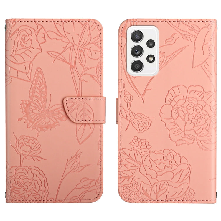 Skin Feel Butterfly Peony Embossed Leather Phone Case, For Samsung Galaxy A51, For Samsung Galaxy A51 5G, For Samsung Galaxy A53 5G, For Samsung Galaxy A70, For Samsung Galaxy A70e, For Samsung Galaxy A71, For Samsung Galaxy A71 5G                     ...