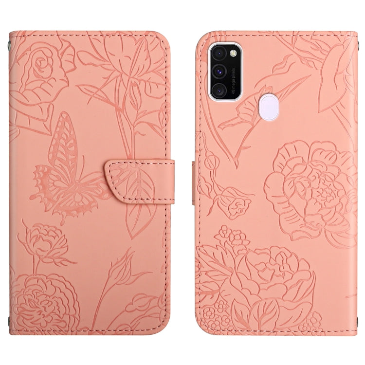 Skin Feel Butterfly Peony Embossed Leather Phone Case, For Samsung Galaxy A82, For Samsung Galaxy A91, For Samsung Galaxy F52 5G, For Samsung Galaxy F62 / M62, For Samsung Galaxy M10 / A10, For Samsung Galaxy M21, For Samsung Galaxy M31                ...