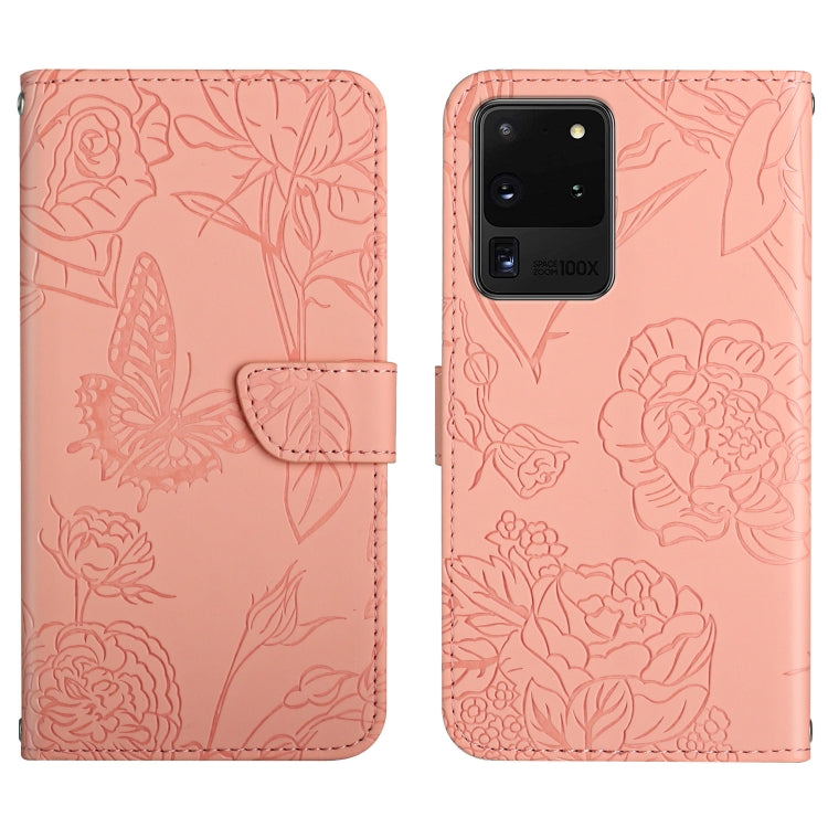 Skin Feel Butterfly Peony Embossed Leather Phone Case, For Samsung Galaxy S20+, For Samsung Galaxy S20 Ultra, For Samsung Galaxy S21 5G, For Samsung Galaxy S21 FE 5G, For Samsung Galaxy S21+ 5G, For Samsung Galaxy S21 Ultra 5G, For Samsung Galaxy S22 5...