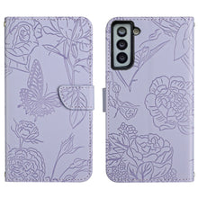 Load image into Gallery viewer, Skin Feel Butterfly Peony Embossed Leather Phone Case, For Samsung Galaxy S20+, For Samsung Galaxy S20 Ultra, For Samsung Galaxy S21 5G, For Samsung Galaxy S21 FE 5G, For Samsung Galaxy S21+ 5G, For Samsung Galaxy S21 Ultra 5G, For Samsung Galaxy S22 5...