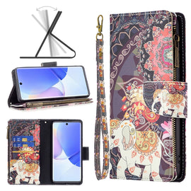 Colored Drawing Pattern Zipper Leather Phone Case, For Honor 50 / Huawei nova 9, For Honor 50 Lite / Huawei nova 8i, For Motorola Moto E40 / E30, For Motorola Moto G22, For Motorola Moto G200 5G / Edge S30 5G