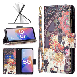 Colored Drawing Pattern Zipper Leather Phone Case, For OPPO A96 5G, For OPPO Find X5, For OPPO Realme C35, For Xiaomi Redmi Note 11 Pro International, For Honor X20