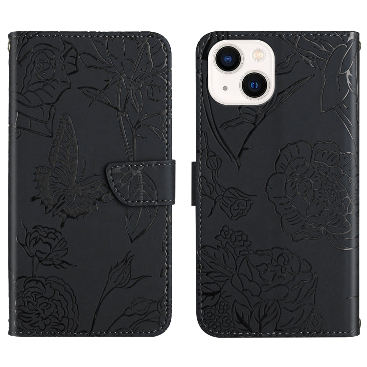 Skin Feel Butterfly Peony Embossed Leather Phone Case, For iPhone 13, For iPhone 13 mini, For iPhone 13 Pro, For iPhone 13 Pro Max, For iPhone XS / X, For iPhone XR, For iPhone XS Max