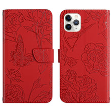Load image into Gallery viewer, Skin Feel Butterfly Peony Embossed Leather Phone Case, For iPhone 13, For iPhone 13 mini, For iPhone 13 Pro, For iPhone 13 Pro Max, For iPhone XS / X, For iPhone XR, For iPhone XS Max