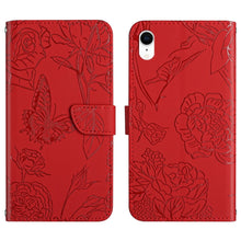 Load image into Gallery viewer, Skin Feel Butterfly Peony Embossed Leather Phone Case, For iPhone 13, For iPhone 13 mini, For iPhone 13 Pro, For iPhone 13 Pro Max, For iPhone XS / X, For iPhone XR, For iPhone XS Max