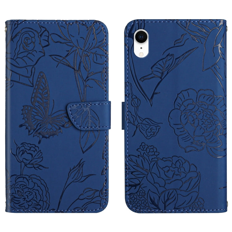 Skin Feel Butterfly Peony Embossed Leather Phone Case, For iPhone 13, For iPhone 13 mini, For iPhone 13 Pro, For iPhone 13 Pro Max, For iPhone XS / X, For iPhone XR, For iPhone XS Max