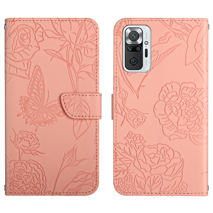 Skin Feel Butterfly Peony Embossed Leather Phone Case, For Xiaomi Redmi Note 10 Pro, For Xiaomi Redmi Note 11S, For Xiaomi Redmi Note 11 5G Chinese Version, For Xiaomi Redmi Note 11 Pro Foreign Version, For Xiaomi Redmi Note 11 Pro / Poco M4 Pro 5G    ...