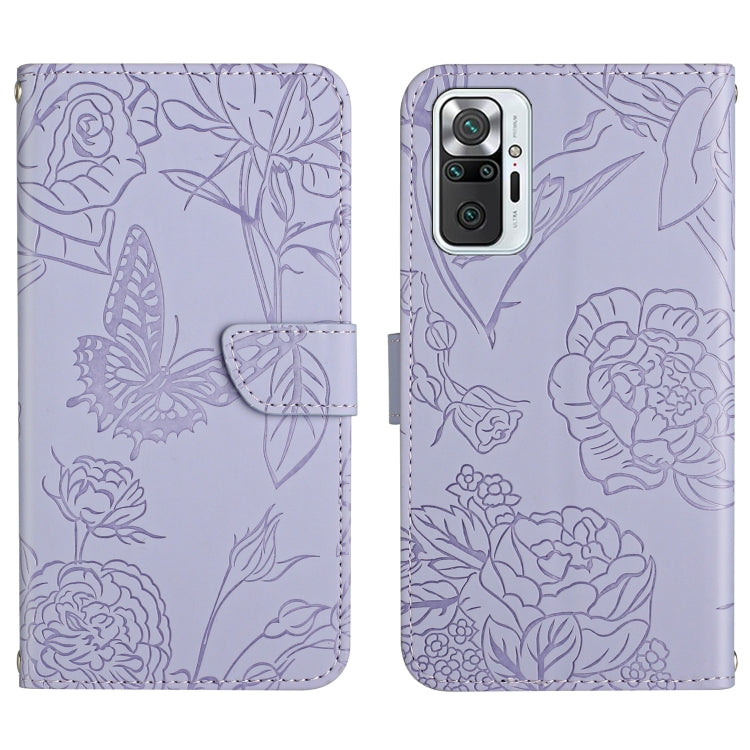 Skin Feel Butterfly Peony Embossed Leather Phone Case, For Xiaomi Redmi Note 10 Pro, For Xiaomi Redmi Note 11S, For Xiaomi Redmi Note 11 5G Chinese Version, For Xiaomi Redmi Note 11 Pro Foreign Version, For Xiaomi Redmi Note 11 Pro / Poco M4 Pro 5G    ...