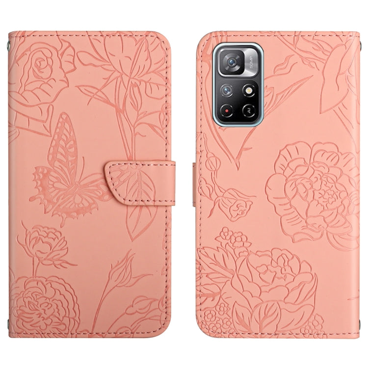 Skin Feel Butterfly Peony Embossed Leather Phone Case, For Xiaomi Redmi Note 10 Pro, For Xiaomi Redmi Note 11S, For Xiaomi Redmi Note 11 5G Chinese Version, For Xiaomi Redmi Note 11 Pro Foreign Version, For Xiaomi Redmi Note 11 Pro / Poco M4 Pro 5G    ...