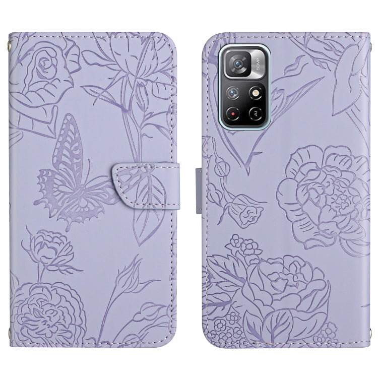 Skin Feel Butterfly Peony Embossed Leather Phone Case, For Xiaomi Redmi Note 10 Pro, For Xiaomi Redmi Note 11S, For Xiaomi Redmi Note 11 5G Chinese Version, For Xiaomi Redmi Note 11 Pro Foreign Version, For Xiaomi Redmi Note 11 Pro / Poco M4 Pro 5G    ...