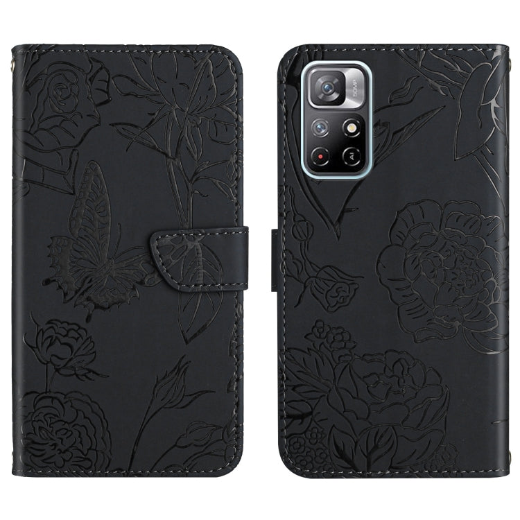 Skin Feel Butterfly Peony Embossed Leather Phone Case, For Xiaomi Redmi Note 10 Pro, For Xiaomi Redmi Note 11S, For Xiaomi Redmi Note 11 5G Chinese Version, For Xiaomi Redmi Note 11 Pro Foreign Version, For Xiaomi Redmi Note 11 Pro / Poco M4 Pro 5G    ...