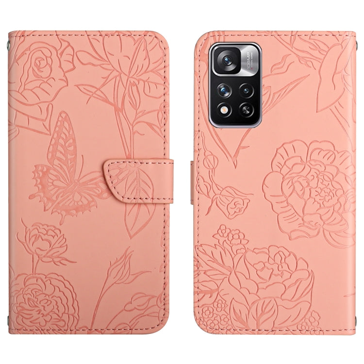 Skin Feel Butterfly Peony Embossed Leather Phone Case, For Xiaomi Redmi Note 10 Pro, For Xiaomi Redmi Note 11S, For Xiaomi Redmi Note 11 5G Chinese Version, For Xiaomi Redmi Note 11 Pro Foreign Version, For Xiaomi Redmi Note 11 Pro / Poco M4 Pro 5G    ...