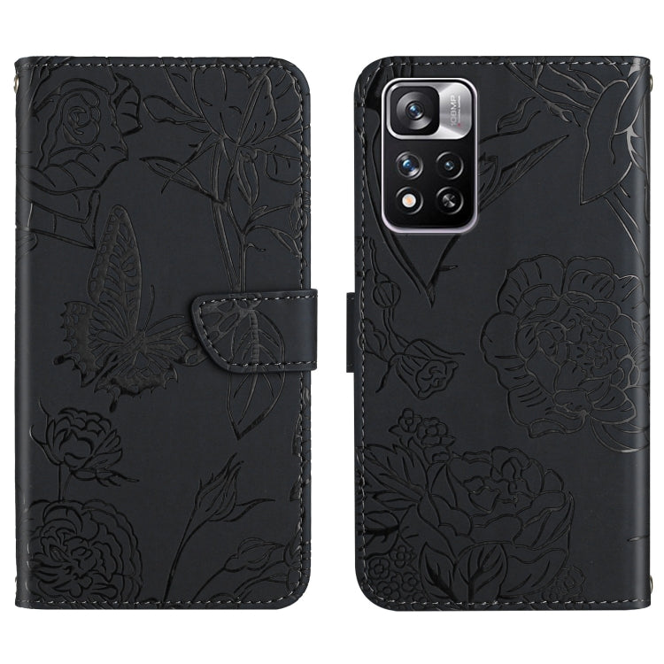 Skin Feel Butterfly Peony Embossed Leather Phone Case, For Xiaomi Redmi Note 10 Pro, For Xiaomi Redmi Note 11S, For Xiaomi Redmi Note 11 5G Chinese Version, For Xiaomi Redmi Note 11 Pro Foreign Version, For Xiaomi Redmi Note 11 Pro / Poco M4 Pro 5G    ...