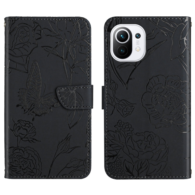 Skin Feel Butterfly Peony Embossed Leather Phone Case, For Xiaomi Redmi Note 10 Pro, For Xiaomi Redmi Note 11S, For Xiaomi Redmi Note 11 5G Chinese Version, For Xiaomi Redmi Note 11 Pro Foreign Version, For Xiaomi Redmi Note 11 Pro / Poco M4 Pro 5G    ...